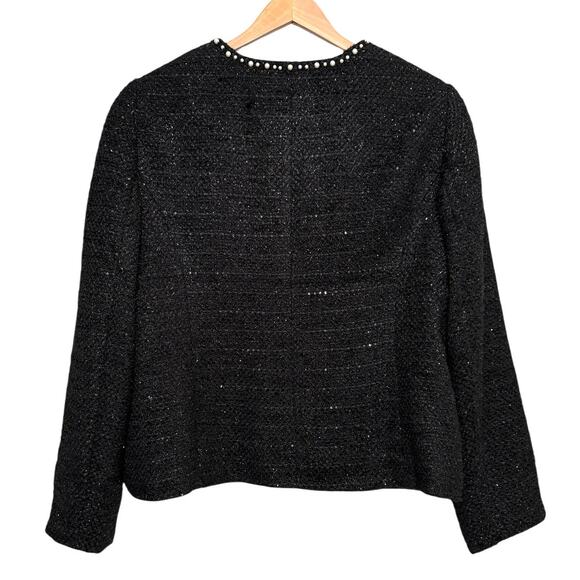 Talbots RSVP 16 Black Tweed Pearl Jacket Elegant Boucle Blazer Evening Topper - Picture 7 of 7